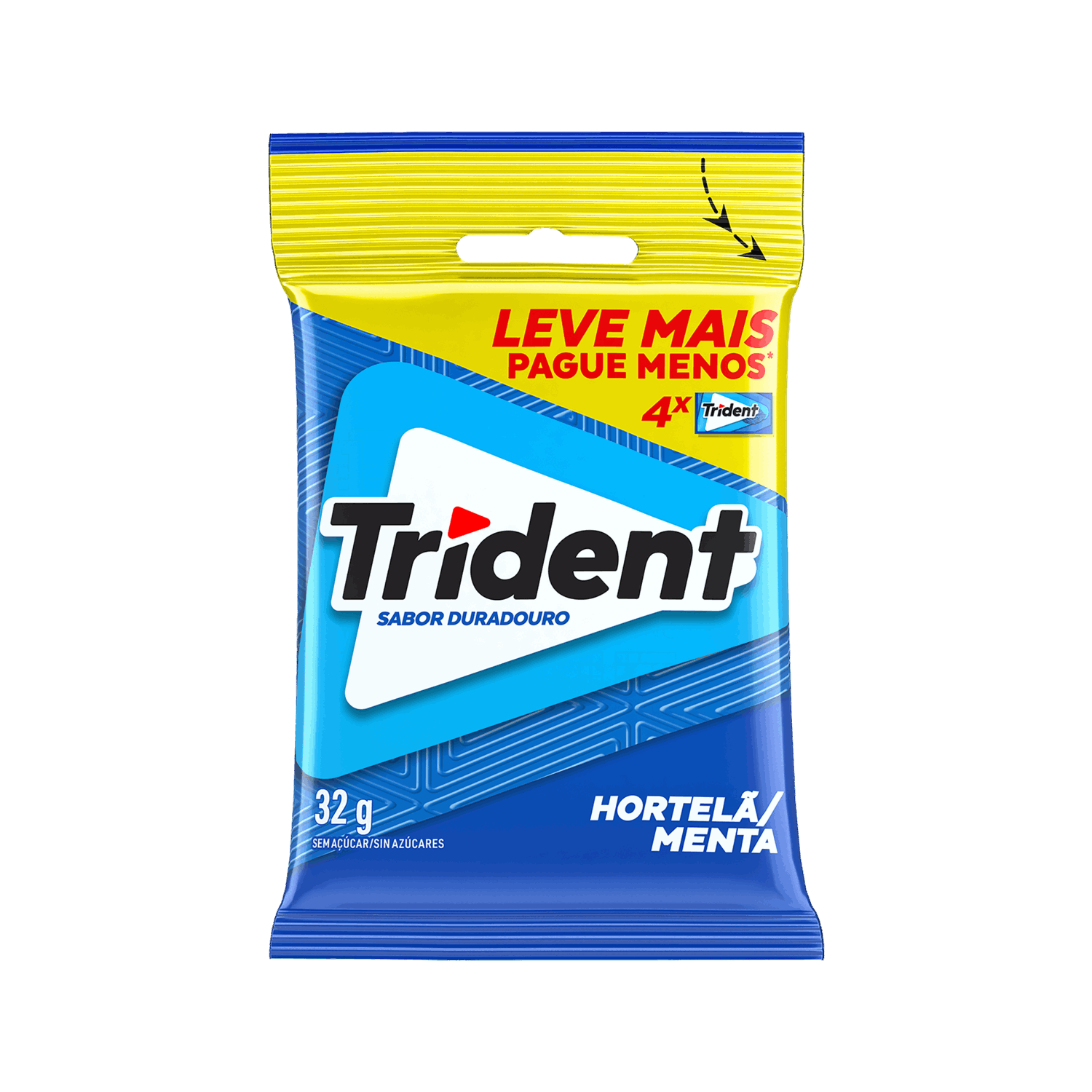 Trident Bag Hortelã/Menta Sem Açúcar 4 Unidades (32g)